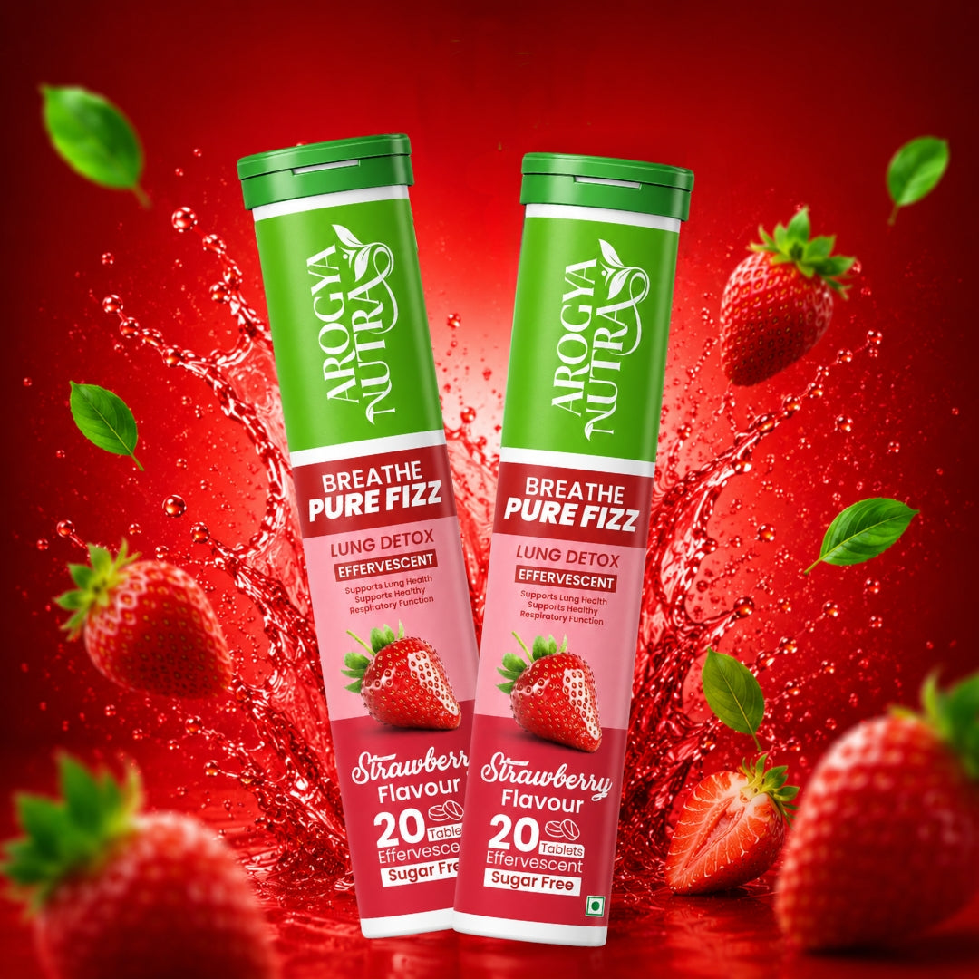 Two Tubes of BreathePure Fizz with red Apple & Strawberry on a green background