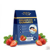 Arogya Nutra Dreamease Gummies packaging with strawberries on a white background