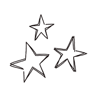 Three black star outlines on a white background