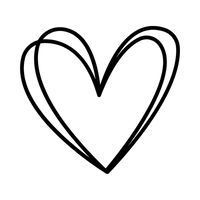 Black heart shape on a white background