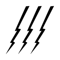 Three black lightning bolt symbols on a white background