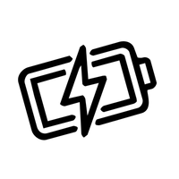 Black battery icon with a lightning bolt on a white background