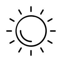 Black outline of a sun on a white background