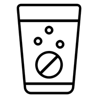 Outline of a glass with bubbles and a prohibition symbol on a white background