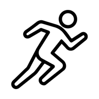 Black outline of a running person on a white background