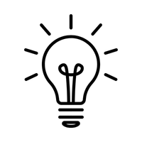 Black light bulb icon on a white background