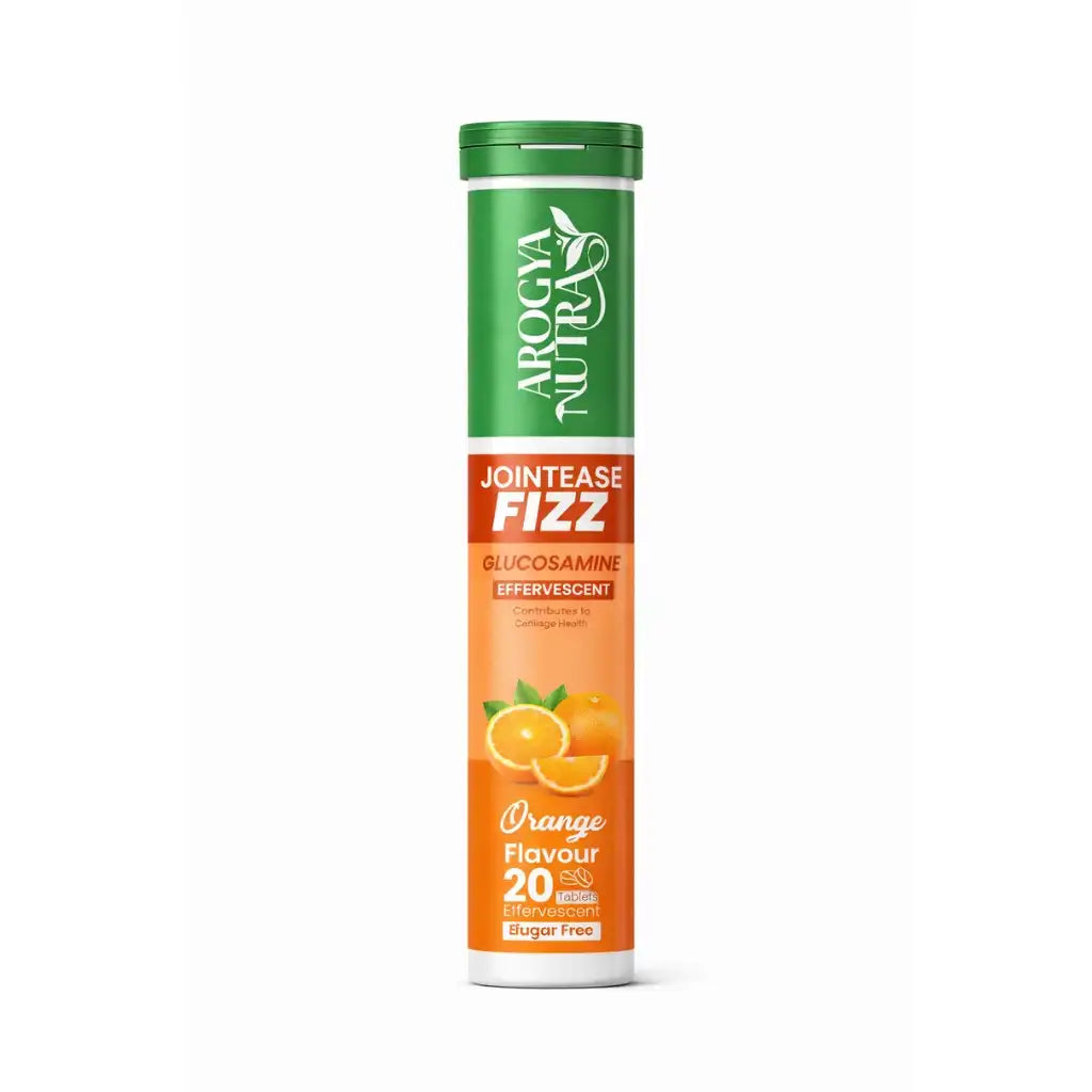 Arogya Nutra JointEase Fizz Glucosamine effervescent tablet tube on a white background